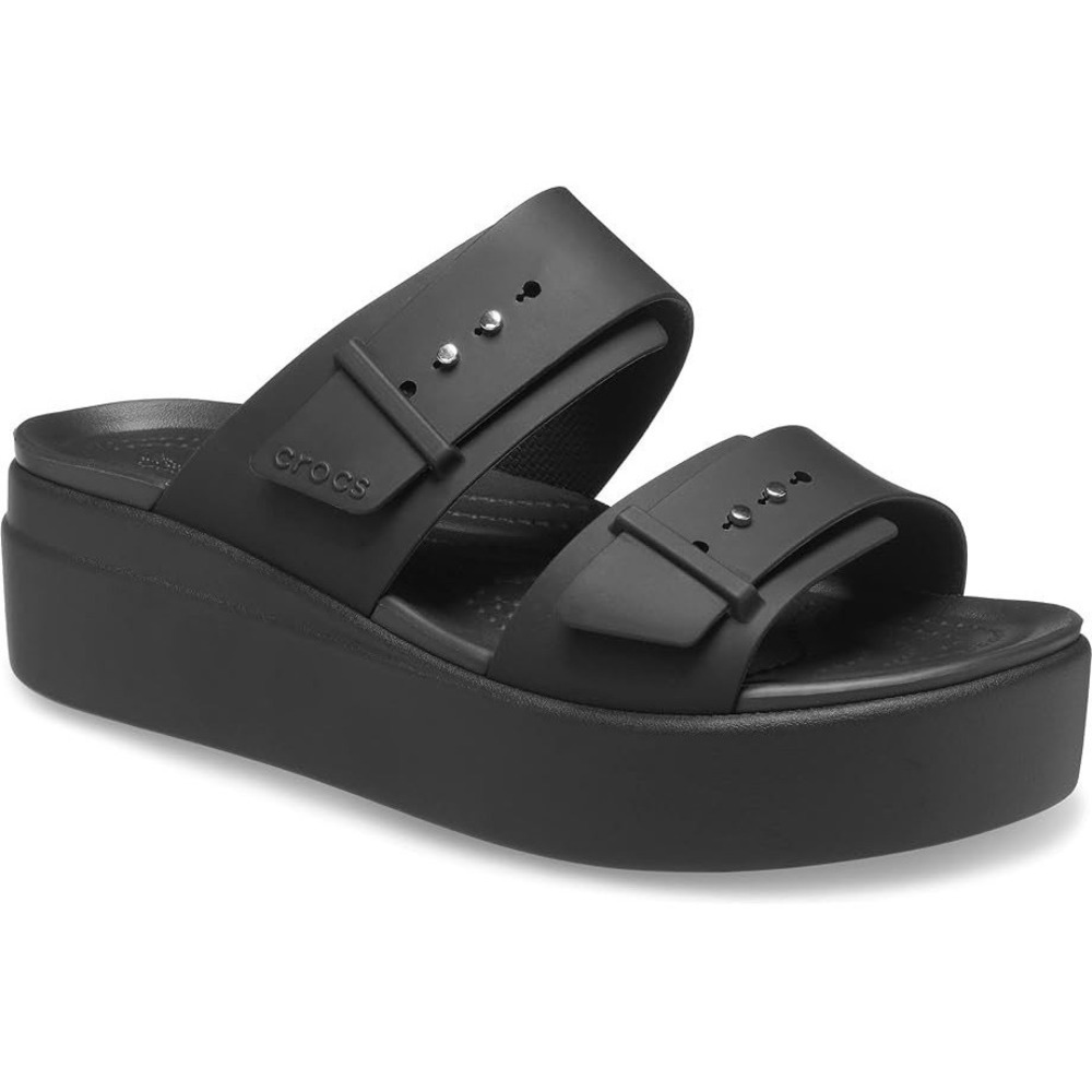 Crocs Brooklyn Low Wedge Sandals Black Platform Slide Minimalist Women 10